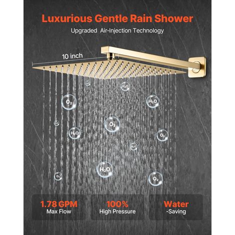 Ensemble de Robinetterie de Douche Encastrable, Système de Douche de Pluie avec Pommeau de Tête Carré de 25,4 cm, Douchette à Main… (1/5)