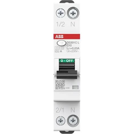 Magnetotermico differenziale 1P+N 10A C tipo A 4.5kA ABB DS301CLC10A30