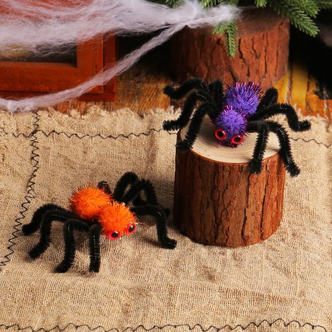 Halloween-Spinnenhaarspange – Geisterparty-Dekoration für Kinder und Erwachsene – Lustige Spinnen-Haarspange aus Recyclingmaterial – 2 Stück (orange + lila) (1/5)