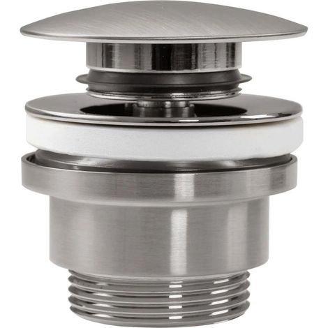 - Waschbeckenablauf - Messing - Klick-Klack-System mit Überlauf - Für Badezimmer - Gebürstetes Nickel - 45 mm (1/4)