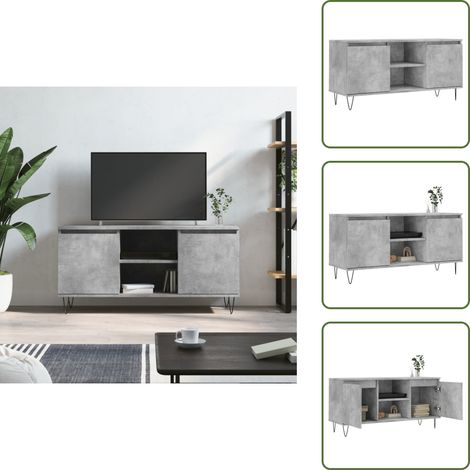 Meuble TV gris béton 104x35x50 cm bois d'ingénierie - Meubles Tv - Meuble Tv - Buffet Tv - Banc Tv - Rangement (1/5)