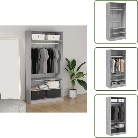 Garde-robe sonoma gris 100x50x200 cm bois d'ingénierie - Meuble De Rangement - Armoire - Placard - Dressing - Meuble Chambre (1/5)