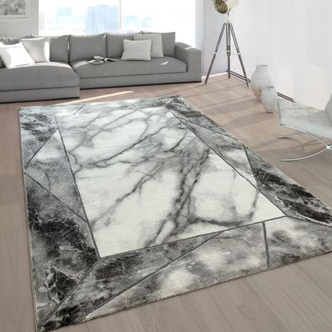Paco Home Wohnzimmer-Teppiche Grau Gold Weich Marmor Optik Kurzflor mit vers. Designs 120x170 cm, Silber 5
