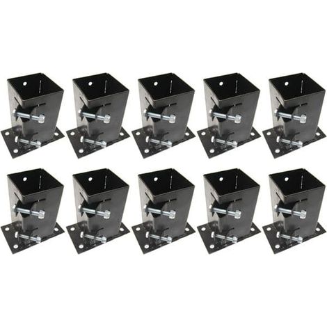 x10 3" Flush Fit Bolt Down Bolt Grip Fence Supports - 75MM Post Holder Like Metpost (1/4)