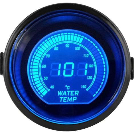 Thermomètre à eau pour la série EVO avec capteur 52 mm/2 pouces, universel, rétroéclairage LED bleu et rouge (1/5)