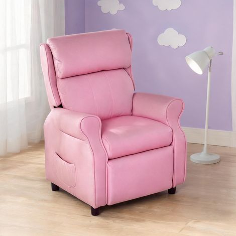 Fauteuil enfant réglable en bois et tissu rose 58 x 53 x 70 cm (1/5)