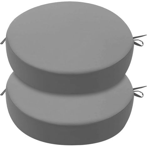 Lot de 2 coussins d'assise ronds pour chaise de jardin, balcon, terrasse, 40 x 40 cm, avec coussin d'assise en mousse à mémoire de forme, pour l'intérieur et l'extérieur, gris (1/5)