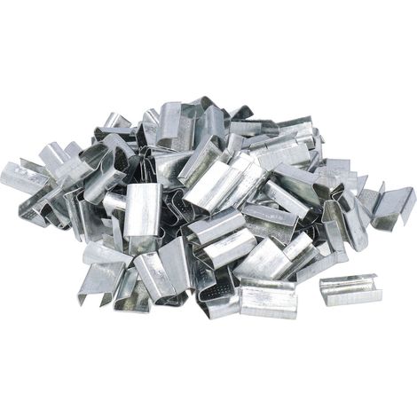 Boucle de cerclage métallique en acier galvanisé, scellée pour feuillard PET de 16 mm (1/5)