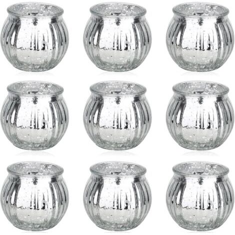 Bocaux à Bougies 9 Pièces Bougeoir Sapin de Noël Assiettes Porte Bougies Supports pour Bougies Votives Contenant pour Bougie Chauffe Plat pour Vos Décorations de Mariage ou Aménagements Intérieurs (1/5)