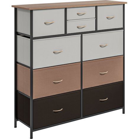 Bedroom Chest of Drawers, 10 Drawer Dresser with Foldable Fabric Drawers and Steel Frame, Multicolour (1/5)