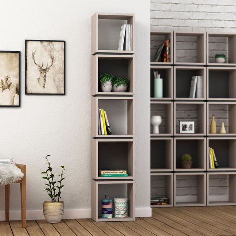 Decortie Multi Modern Bücherregal Display Unit Mokka Grau Anthrazit Grau Hoch 167cm (1/3)