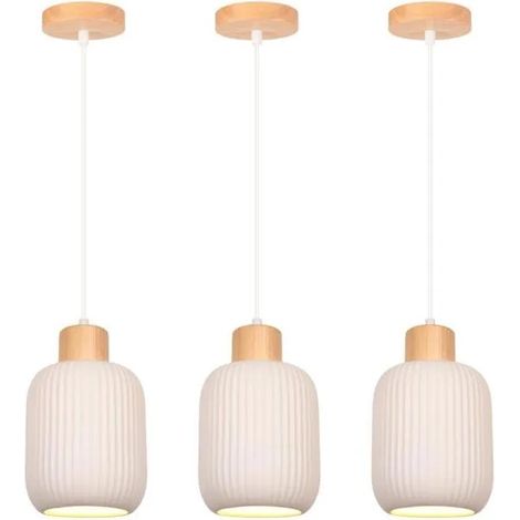 3pcs Moderne Suspension Luminaire Salon Lampe Plafonnier Vintage Abat-jour en Céramique Lustre Style Nordique pour Salon Café (1/5)