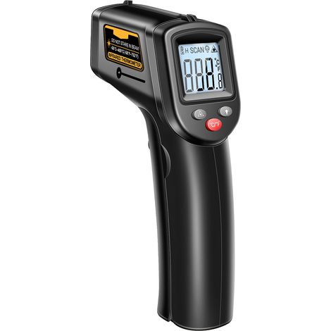 Infrarot-Thermometer, -50 °C bis 400 °C (-58 °F bis 752 °F) Berührungsloses Laser-Thermometer mit LCD-Bildschirm für Küche/Reparatur/Pizza/Industrie, einstellbarer Emissionsgrad (NICHT für Menschen ge (1/5)