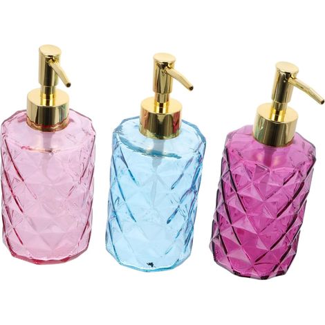 Pieces Glass Push Button Bathroom Shampoo Bottles Empty