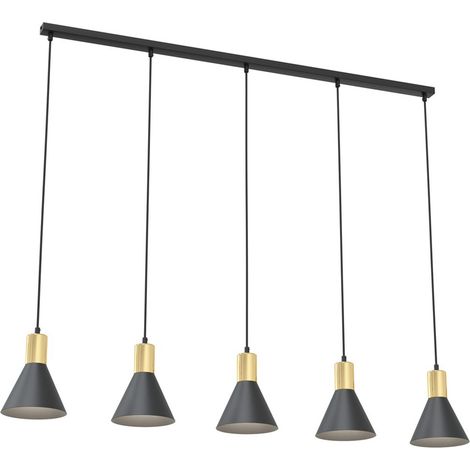 Lampada a sospensione Rosa in acciaio nero opaco e dettagli oro
