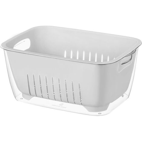 Panier d'égouttage 2 en 1, bassine à fruits et légumes, passoire blanche – (1/3)