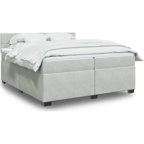 vidaXL Sommier à lattes de lit et matelas Gris clair 200x200cm Velours