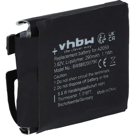 vhbw batteria compatibile con Apple Watch serie 4 44mm, A1976 smartwatch orologio bracciale fitness (290mAh, 3,82V, Li-Poly) (1/4)