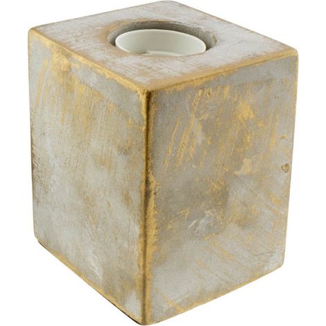 BASE CUBO CEMENTO MARRON CON PORTALAMPARAS E27 (1/5)