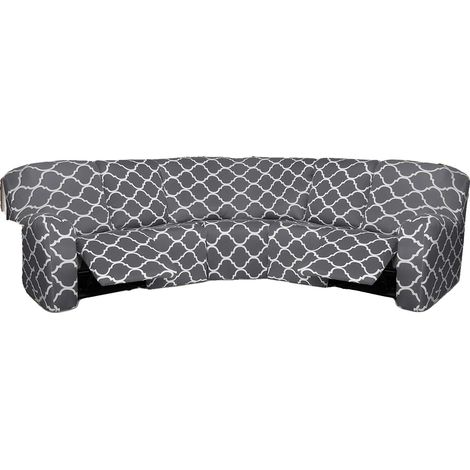 Fundas para sofá reclinable, material suave, diseño antideslizante, gris claro. (1/2)