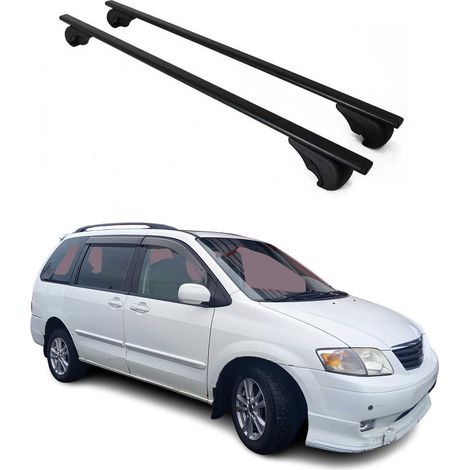 OMAC Barres de toit pour Mazda MPV II 2000-2006 – TÜV / DIN 75302:2019 – Antivol inclus – Charge max 75 kg – 2 barres Noir (1/4)