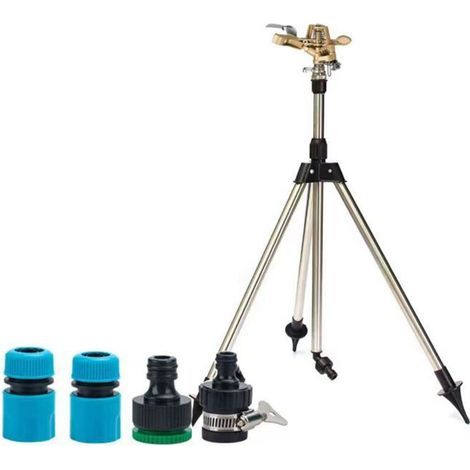 Arroseur sur Trépied,Arroseur Oscillant,Pistolet arrosage Jardin,Arroseur de Jardin sur trépied télescopique en Laiton,Rotatifs Automatiques À 360 Degrés pour Cour, Jardin, pelouse (1/4)