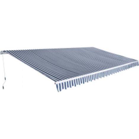 Store banne pliant manuel 600 cm bleu/blanc (1/2)