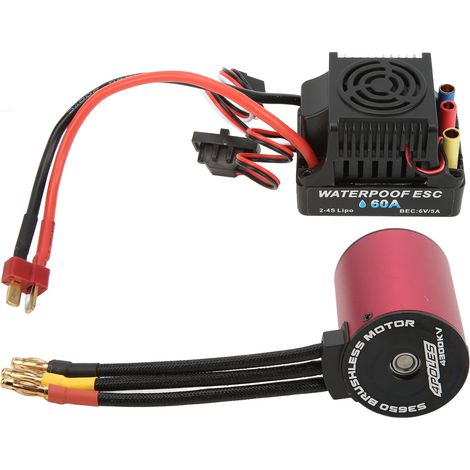 Kit de pièces détachées pour voiture RC 1/10 : moteur brushless S3650 4300KV et variateur brushless 60A. (1/5)
