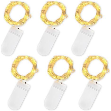 BUNTHAUS (Blanc Chaud) Guirlande Lumineuse à Piles, Lot de 6 Pièce Fée Chaîne Lumières 2m 20 LEDs Guirlande en Cuivre Étanche pour Décoration Anniversaire, Fête, Mariage, Noël, Pelouse (1/5)