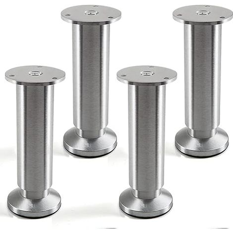 Verstellbare Möbelbeine aus gebürstetem Aluminium, 4 Stück, Tragfähigkeit: 250 kg, Höhe: 150 mm (1/2)