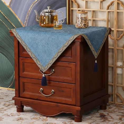 Nappe Carrée Housse Anti-Poussière tissu chenille bleu-gris 90 x 90 cm non imperméable 30 × 30 × 30 cm 1 kg – Livraison gratuite
