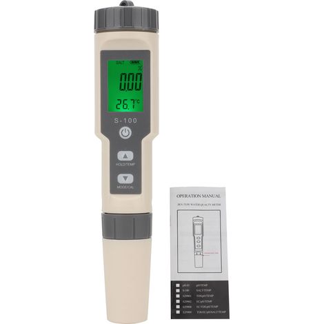 Testeur qualité eau 4 en 1 EC TDS Salinité Température Appareil de mesure numérique compact avec rétroéclairage pour aquarium (1/5)