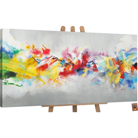 Gemälde Buntes Leben auf Keilrahmen 140x70 cm
