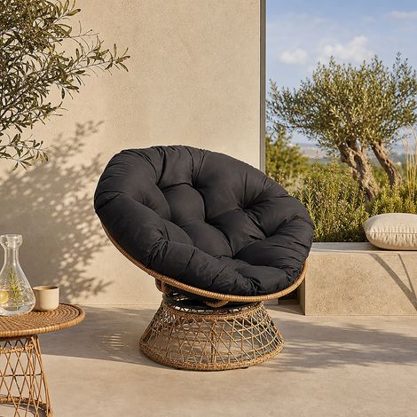 Fauteuil - HOME DECO FACTORY - Cancun - Tressé - Noir et marron