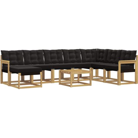 Outdoor-Sofagarnitur 9 Stk. Weiß und Schwarz vidaXL (1/5)