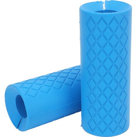 1 Paar dickere, rutschfeste runde Silikon-Hantelgriffe für Gewichtstraining und Muskelaufbau (blau). (1/5)