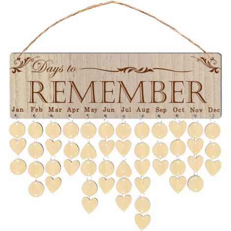 Calendrier en bois liste maison anniversaire conseil Plaque bricolage suspendu en bois anniversaire rappel calendrier bricolage créatif décorations pour la maison (1/5)