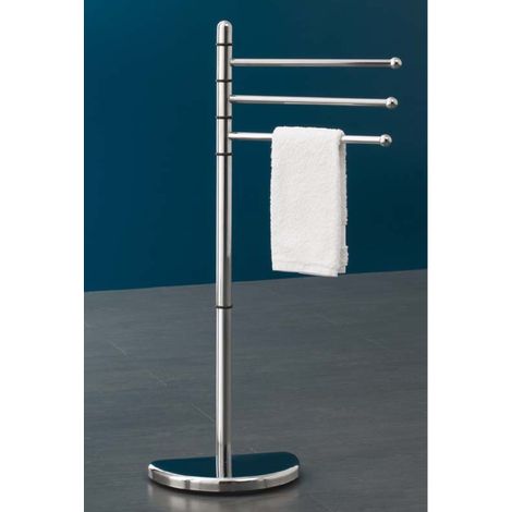 Porte-serviettes sur pied peu encombrant avec 3 emplacements pour accessoires de salle de bain - Salon (1/3)