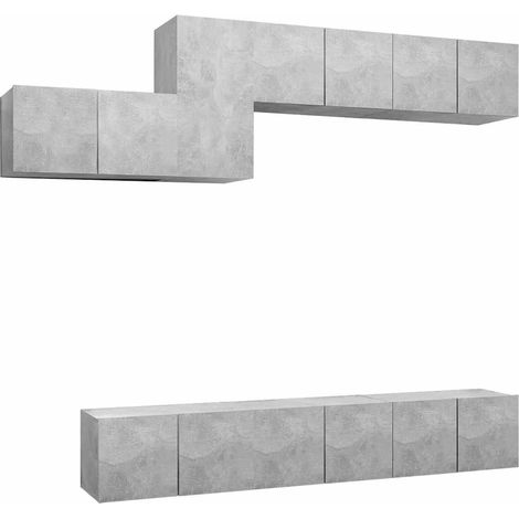 Maison Exclusive - Set di Mobili Porta TV 7 pz Grigio Cemento in Legno Multistrato (1/5)