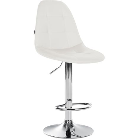 Sgabello da bar x1 con poggiapiedi sedile girevole regolabile in altezza in PVC bianco struttura in metallo cromato 100004827