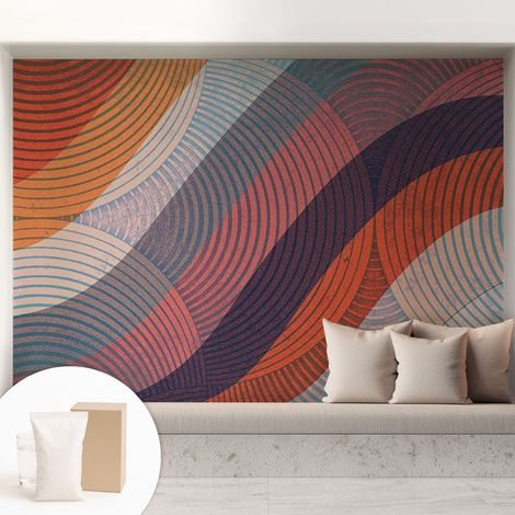 Papier peint intissé mural avec imprimé motifs décoratifs - style contemporain - Colle incluse gratuite Vagues colorées 208x146 cm (1/5)