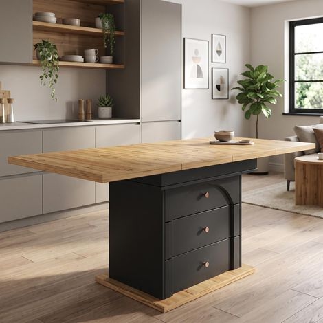 FurnitureR MDF PB Extendable Dining Table 110 to 140x80cm Folding Door (1/5)