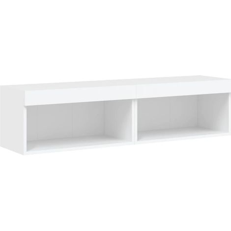 Mobile TV multimediale scaffale TV credenza TV sala da pranzo soggiorno camera da letto con luci LED 2 pezzi 60 x 30 x 30 cm bianco 020028843