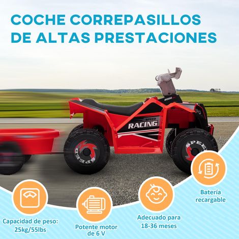 Moto électrique à quatre roues pour enfants avec remorque, convient aux enfants de 18 à 36 mois, dimensions : 106 x 41,5 x 48,5 cm, rouge. (1/5)