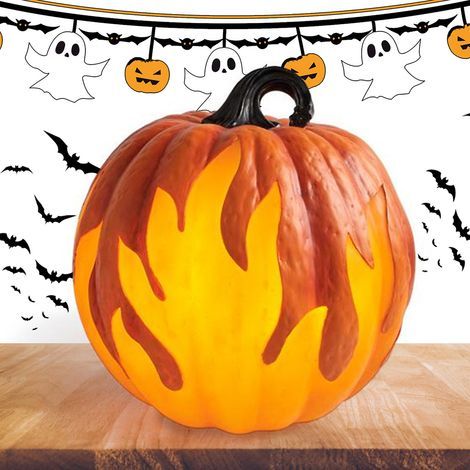 Lanterne citrouille d'Halloween à piles, lanterne Jack O'Lantern illuminée par une flamme, cadeau de fête pour la décoration intérieure d'Halloween (1/5)