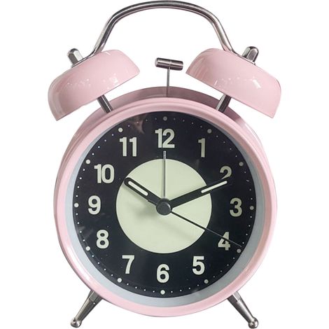 Réveil Analogique Lumineux Silencieux Rose Métal Verre USB Rechargeable Compact pour Enfants Étudiants Voyage Chevet (1/5)