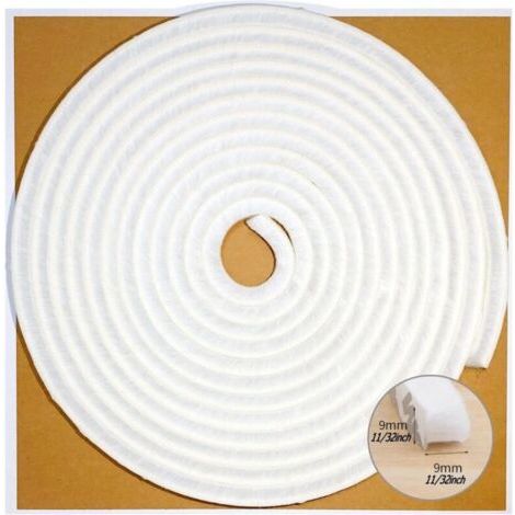 Brosse de joint d'étanchéité pour fenêtres/portes coulissantes, côté cadre (33 pi x 11/32 po de support x 11/32 po de brosse,blanche) (1/5)
