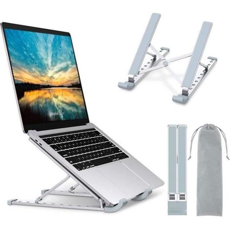 Support Ordinateur Portable - Aluminium - 9 Niveaux Réglables - Ventilé - Compatible Tablettes (1/4)