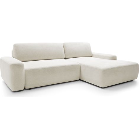 Selsey Baleo - Ecksofa mit Schlaffunktion, Chenille-Bezug, Creme, rechtsseitig
