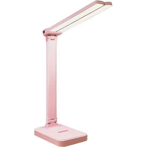 Lampe de bureau LED rose, 3 niveaux d'intensité, tactile, veilleuse, rechargeable USB, protection des yeux, pliable (1/4)